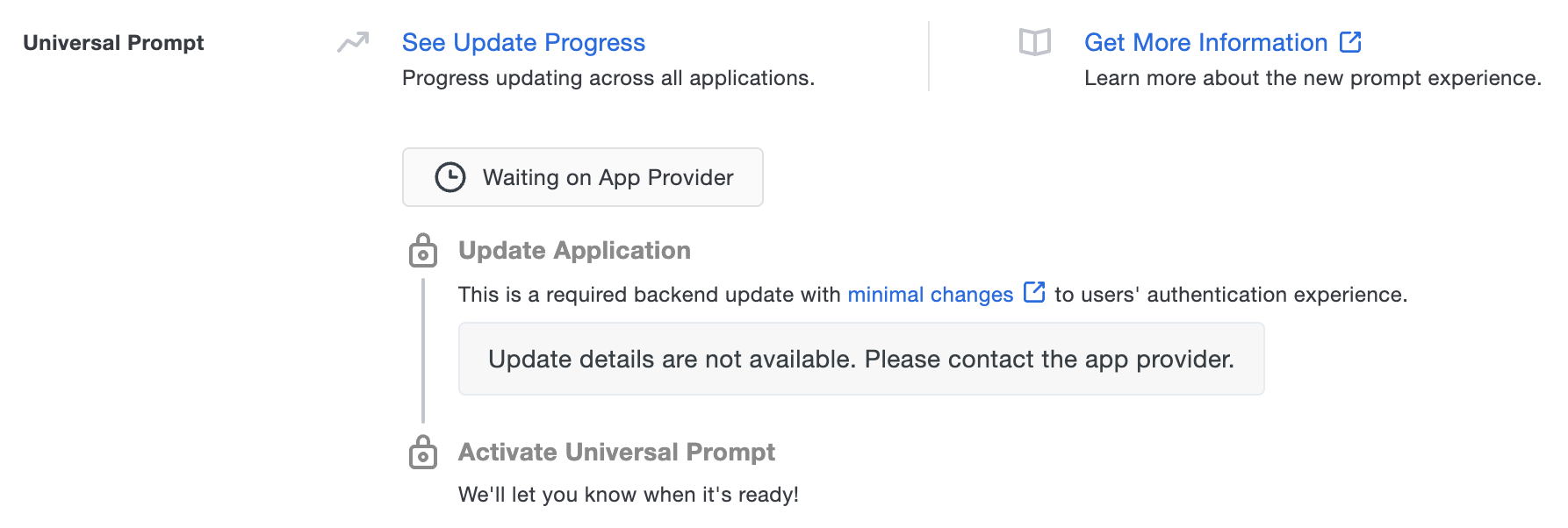 Universal Prompt Info - Update Not Yet Available