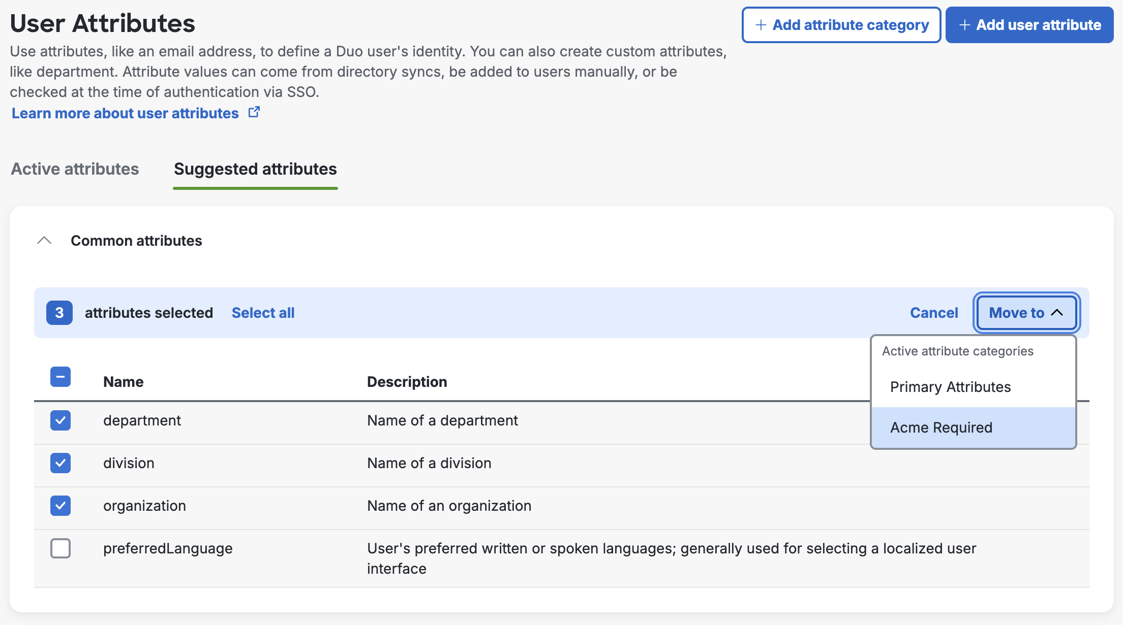 Move Suggested Attributes to an Attribute Category