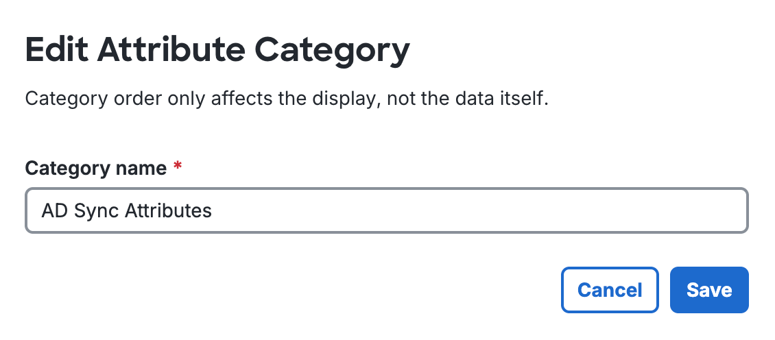 Edit User Attribute Category