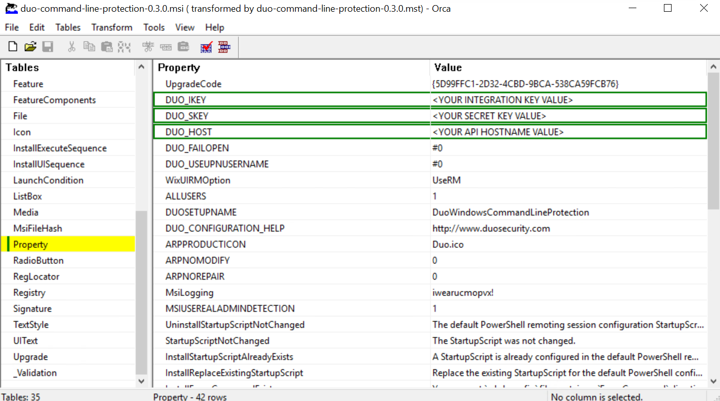 Orca Property Table with Duo Rows