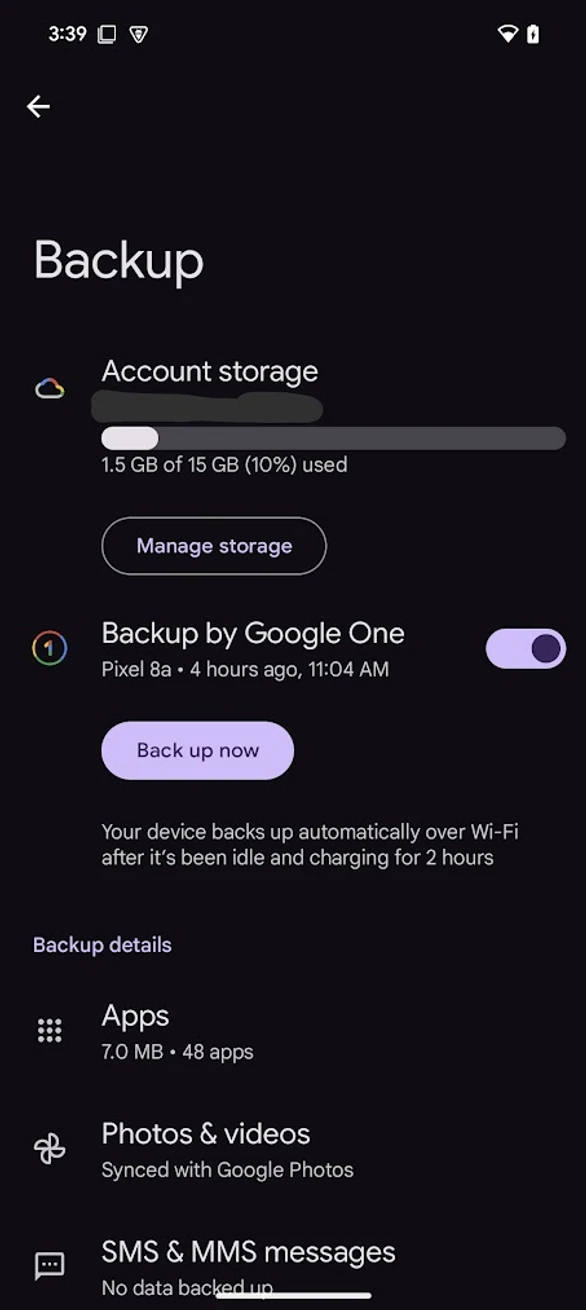 Duo backup settings