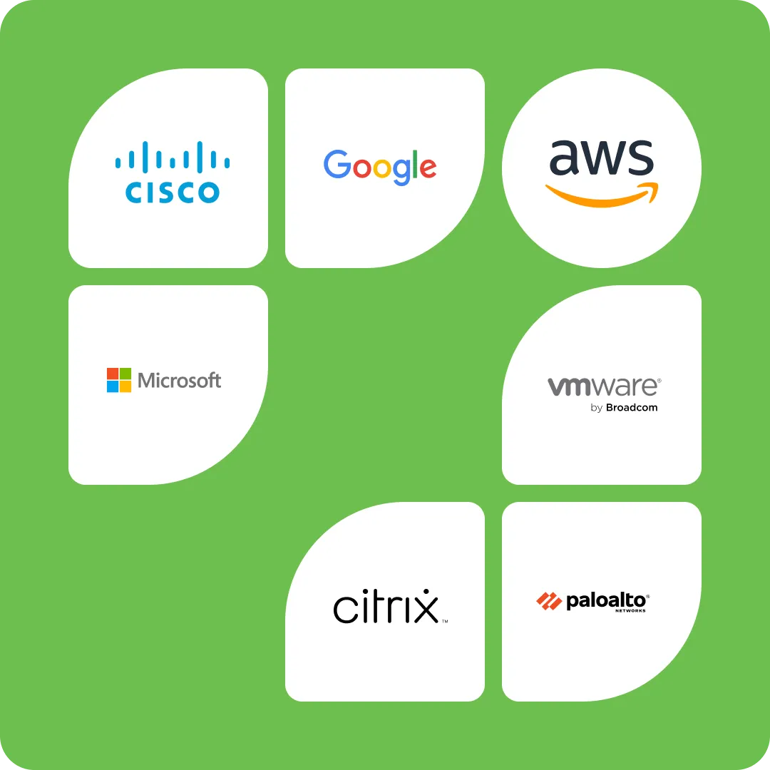 A collage of seven Duo tech partners as a part of the Duo Tech Partnership Program.