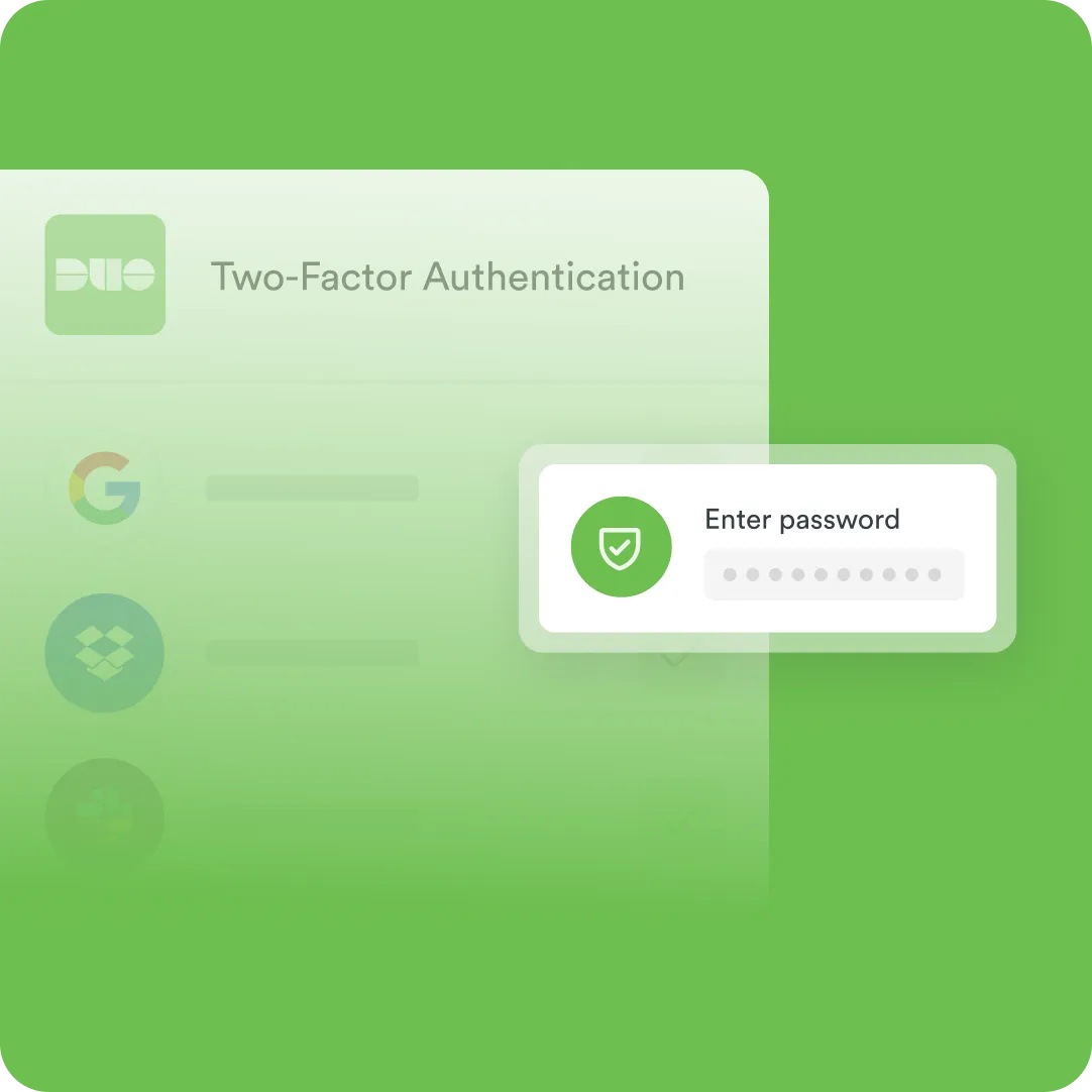 Duo application prompting from two-factor authentication prompt to enter password.