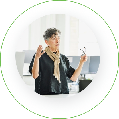 Person raising hands, speaking